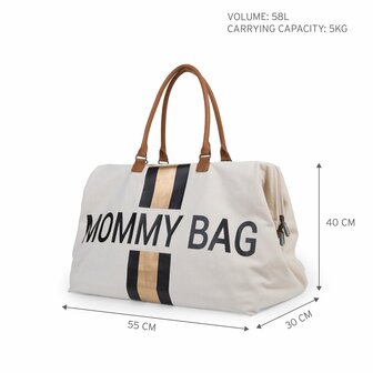 Childhome - Mommy Bag - Off White Stripes Black & Gold
