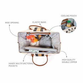 Childhome - Mommy Bag - Off White Stripes Black & Gold