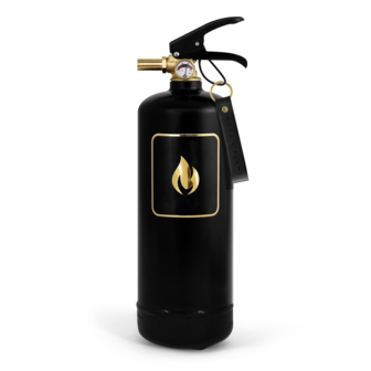 Nordic Flame Brandblusser - Poederblusser 2 kg - Zwart/Goud - Design Ontwerp Voor Extra Veiligheid - A,-B,-C-Branden - Scandinavisch