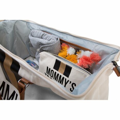 Childhome - Mommy Bag - Off White Stripes Black & Gold