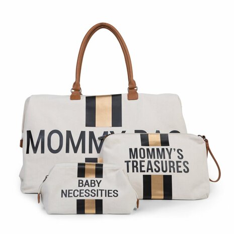 Childhome - Mommy Bag - Off White Stripes Black & Gold
