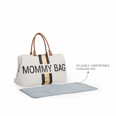 Childhome - Mommy Bag - Off White Stripes Black & Gold