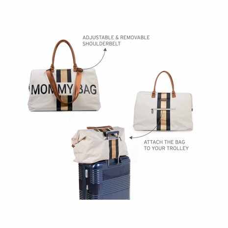 Childhome - Mommy Bag - Off White Stripes Black & Gold