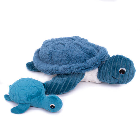 Les Déglingos - Ptipotos - Mamaschildpad met baby - Blauw
