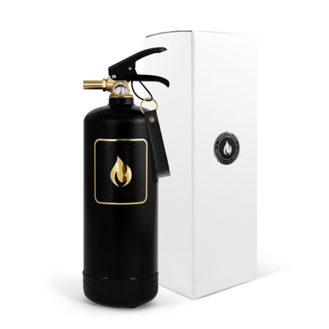 Nordic Flame Brandblusser - Poederblusser 2 kg - Zwart/Goud - Design Ontwerp Voor Extra Veiligheid - A,-B,-C-Branden - Scandinavisch